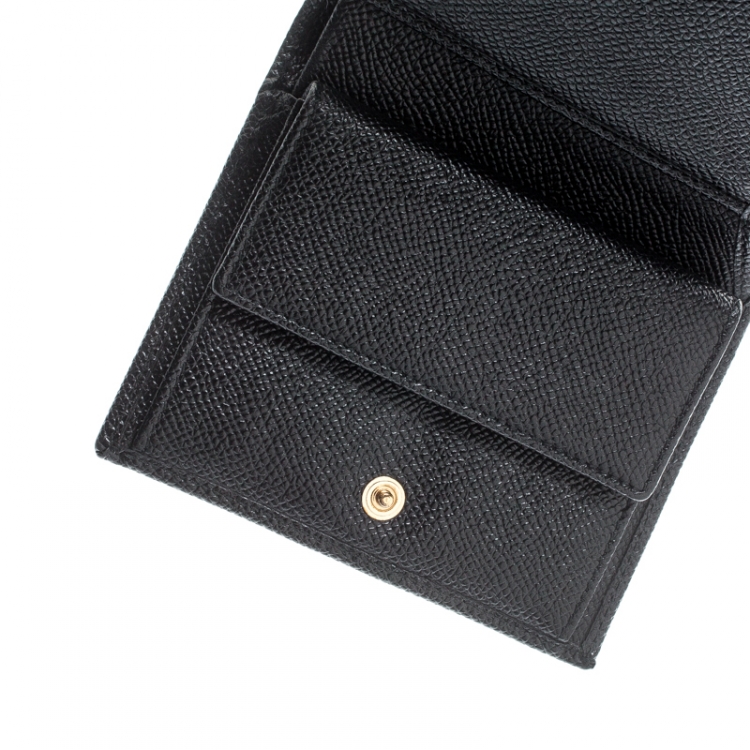 مملوكة مسبقًا Dolce and Gabbana Black Leather French Flap Wallet