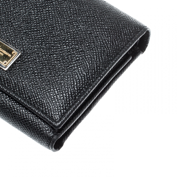 مملوكة مسبقًا Dolce and Gabbana Black Leather French Flap Wallet