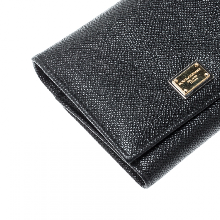 مملوكة مسبقًا Dolce and Gabbana Black Leather French Flap Wallet