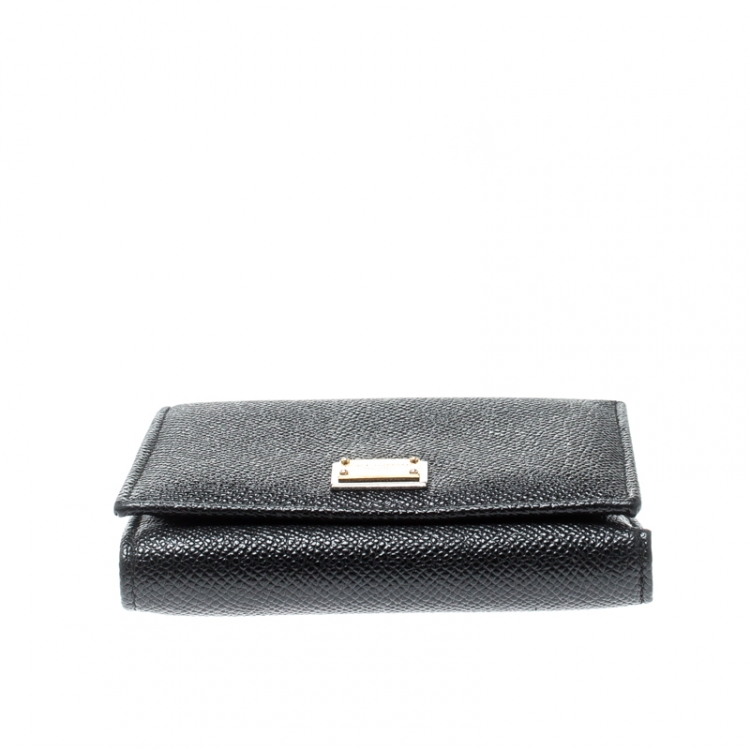 مملوكة مسبقًا Dolce and Gabbana Black Leather French Flap Wallet