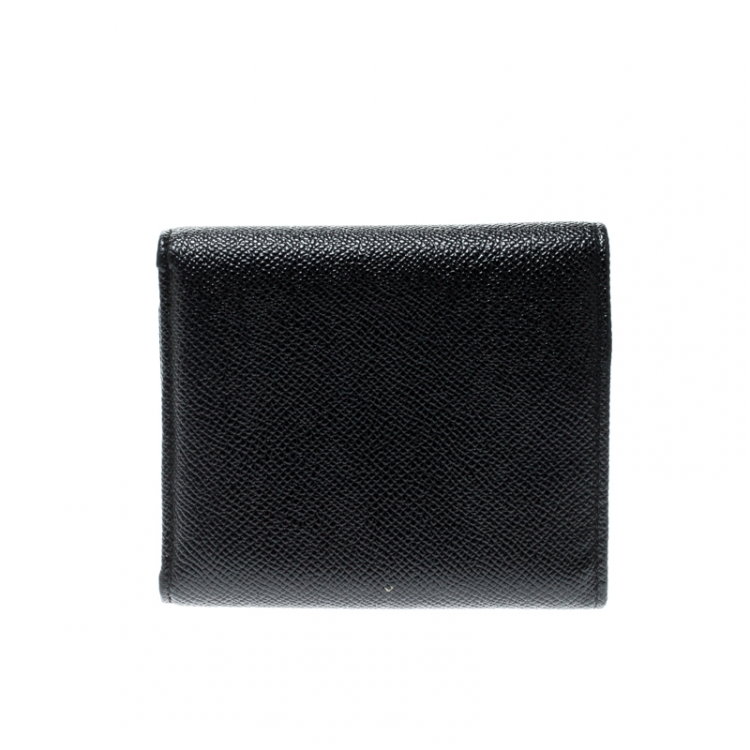 مملوكة مسبقًا Dolce and Gabbana Black Leather French Flap Wallet