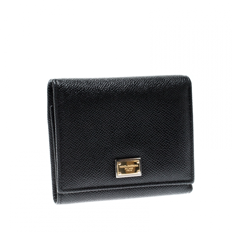 مملوكة مسبقًا Dolce and Gabbana Black Leather French Flap Wallet
