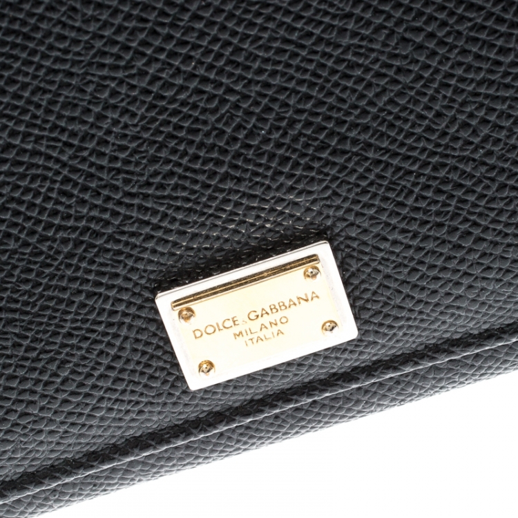 مملوكة مسبقًا Dolce and Gabbana Black Leather French Flap Wallet