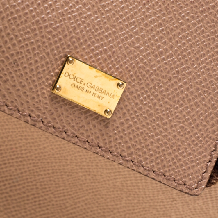 Pre Owned Dolce and Gabbana Beige Leather Small Miss Sicily Tote 
