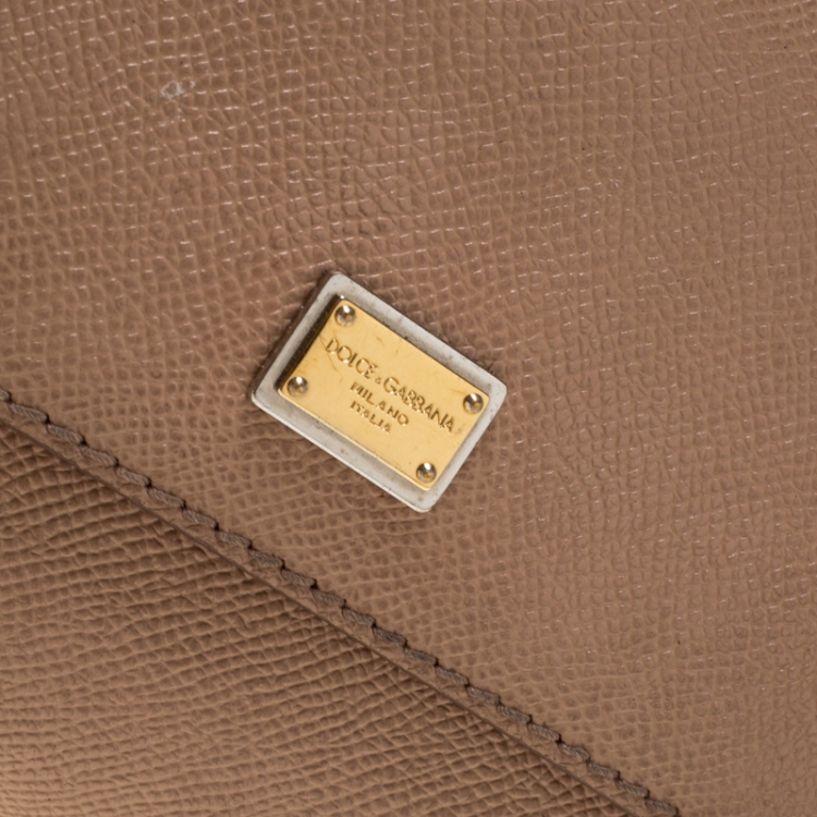 Pre Owned Dolce and Gabbana Beige Leather Small Miss Sicily Tote 