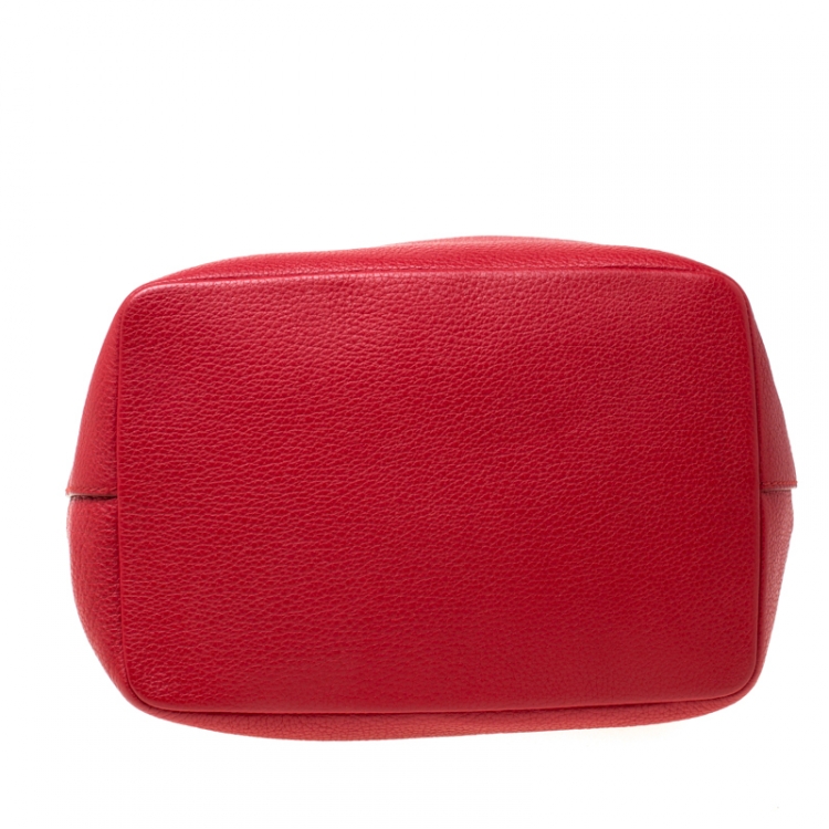 Pre Owned Dolce and Gabbana Red Leather Claudia Drawstring Bucket Bag