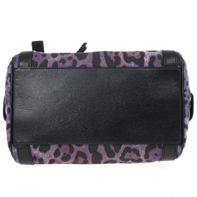 Pre Owned Dolce and Gabbana Purple Leopard 'Miss Easy Way' Boston Bag