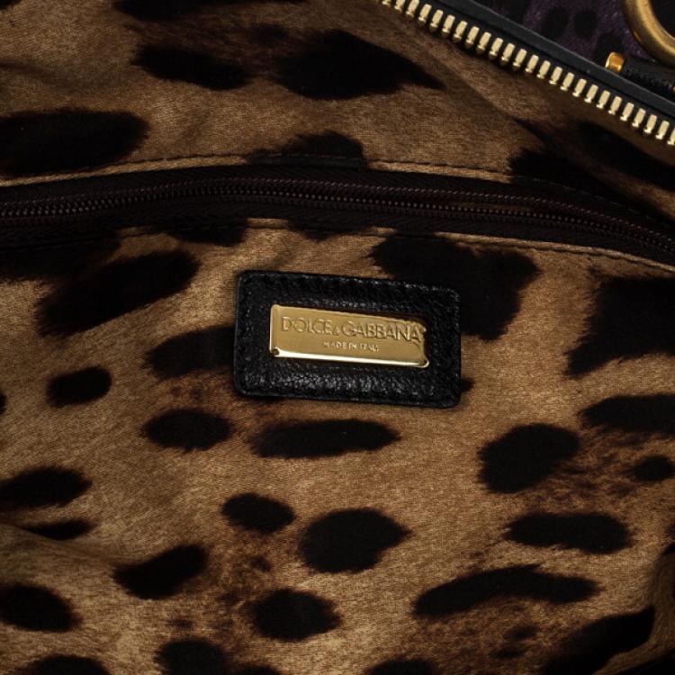 Pre Owned Dolce and Gabbana Purple Leopard 'Miss Easy Way' Boston Bag