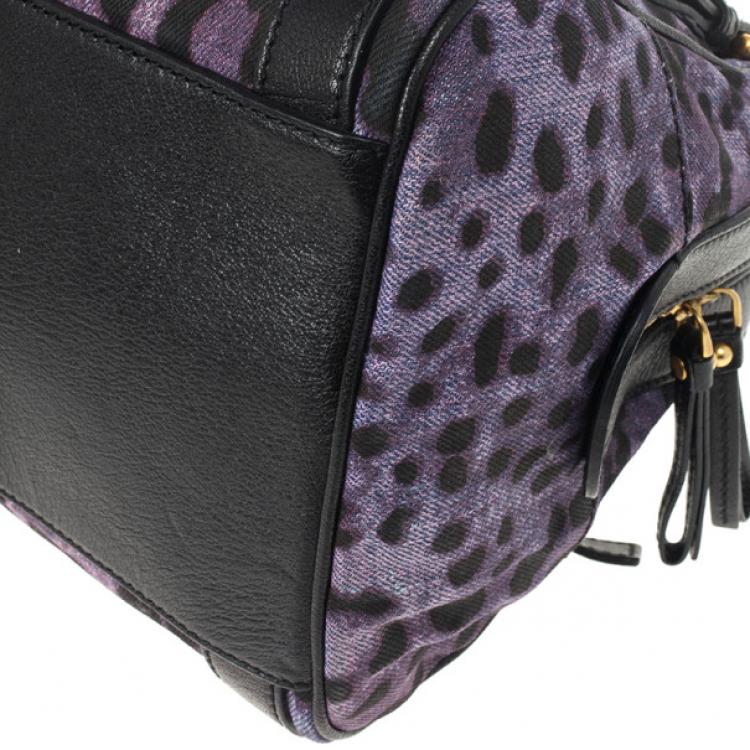 Pre Owned Dolce and Gabbana Purple Leopard 'Miss Easy Way' Boston Bag