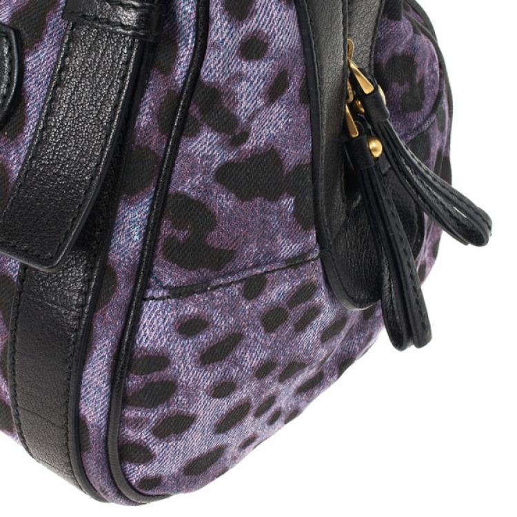 Pre Owned Dolce and Gabbana Purple Leopard 'Miss Easy Way' Boston Bag