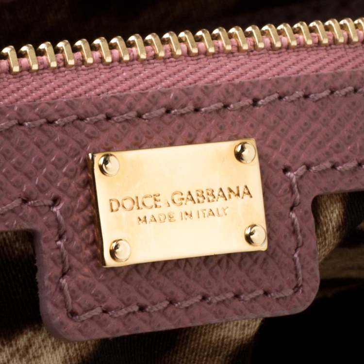 Pre Owned Dolce and Gabbana Pink Leather Miss Alma Tote