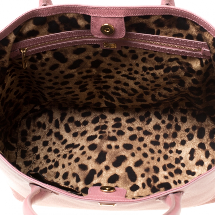 Pre Owned Dolce and Gabbana Pink Leather Miss Alma Tote