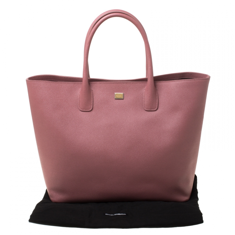 Pre Owned Dolce and Gabbana Pink Leather Miss Alma Tote