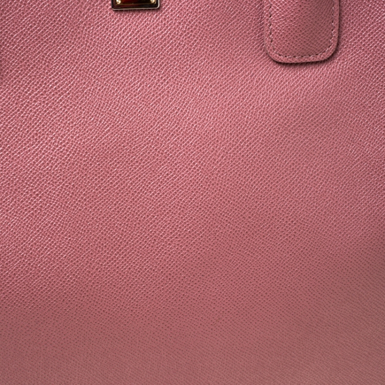 Pre Owned Dolce and Gabbana Pink Leather Miss Alma Tote