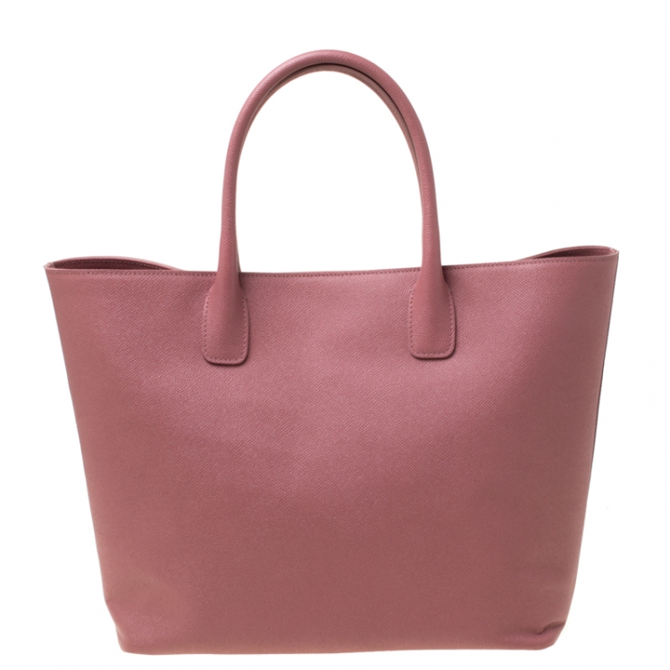 Pre Owned Dolce and Gabbana Pink Leather Miss Alma Tote