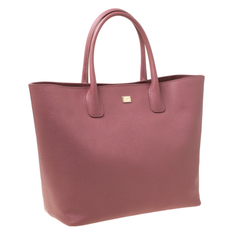Pre Owned Dolce and Gabbana Pink Leather Miss Alma Tote