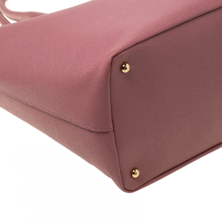 Pre Owned Dolce and Gabbana Pink Leather Miss Alma Tote