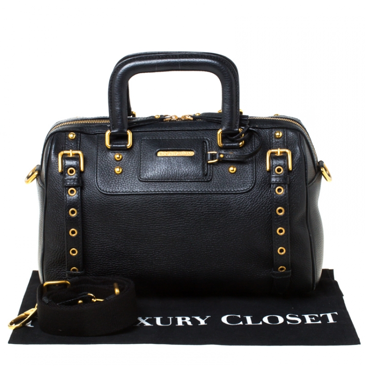 Pre Owned Dolce and Gabbana Black Leather Miss Easy Way Boston Bag