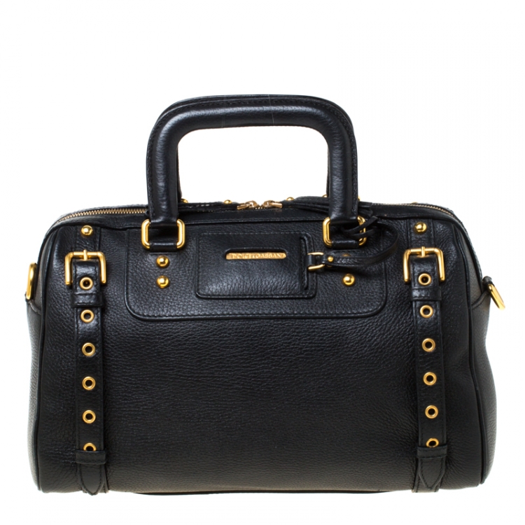Pre Owned Dolce and Gabbana Black Leather Miss Easy Way Boston Bag