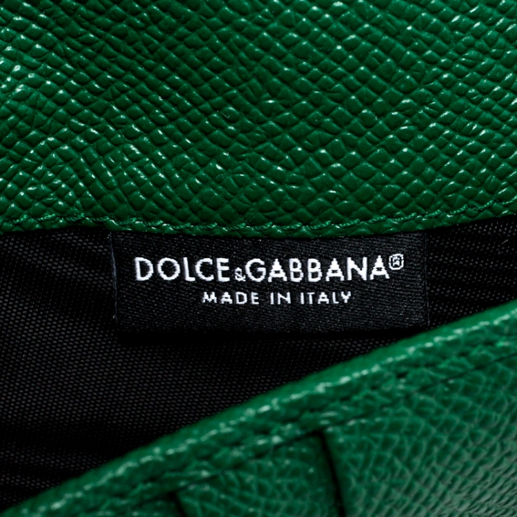 Pre Owned Dolce & Gabbana Green Ice Cream Fur Embellished Lizard Embossed Leather Sicily Von Smartphone Bag 