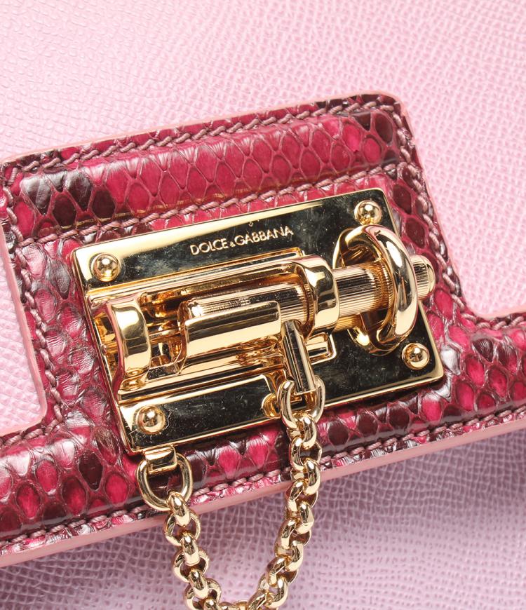 مملوكة مسبقًا Dolce and Gabbana Pink Lizard Embossed Leather Small Miss Monica Top Handle Bag