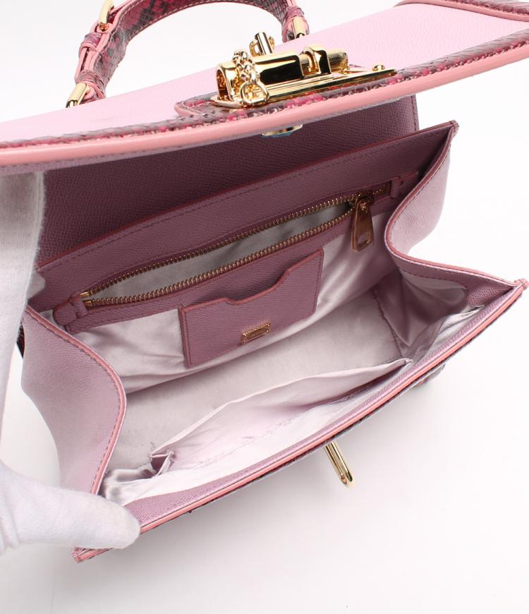 مملوكة مسبقًا Dolce and Gabbana Pink Lizard Embossed Leather Small Miss Monica Top Handle Bag
