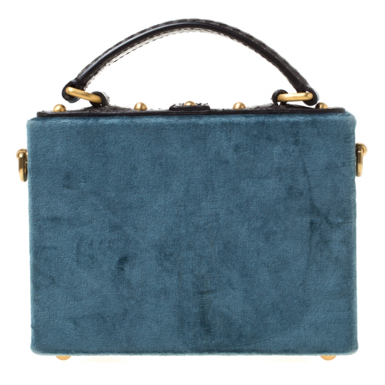 Pre Owned Dolce and Gabbana Multicolor Embellished Velvet and Snakeskin Mini Treasure Box Bag