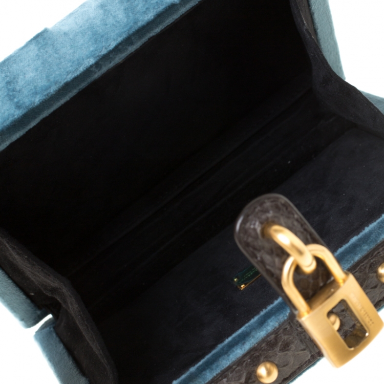 Pre Owned Dolce and Gabbana Multicolor Embellished Velvet and Snakeskin Mini Treasure Box Bag