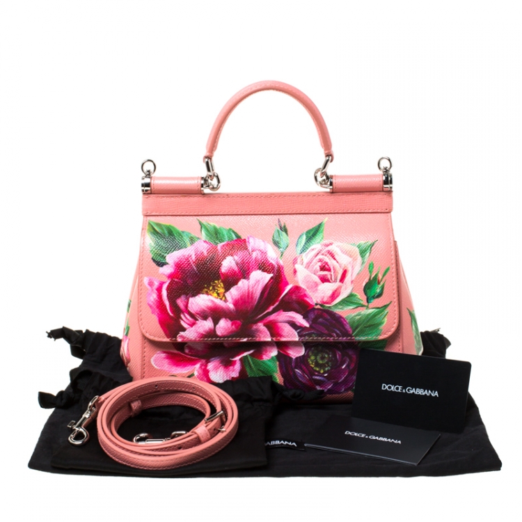Pre Owned Dolce and Gabbana Multicolor Printed Leather Small Dauphine Sicily Top Handle Bag     