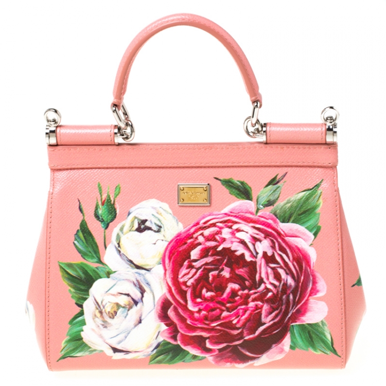 Pre Owned Dolce and Gabbana Multicolor Printed Leather Small Dauphine Sicily Top Handle Bag     