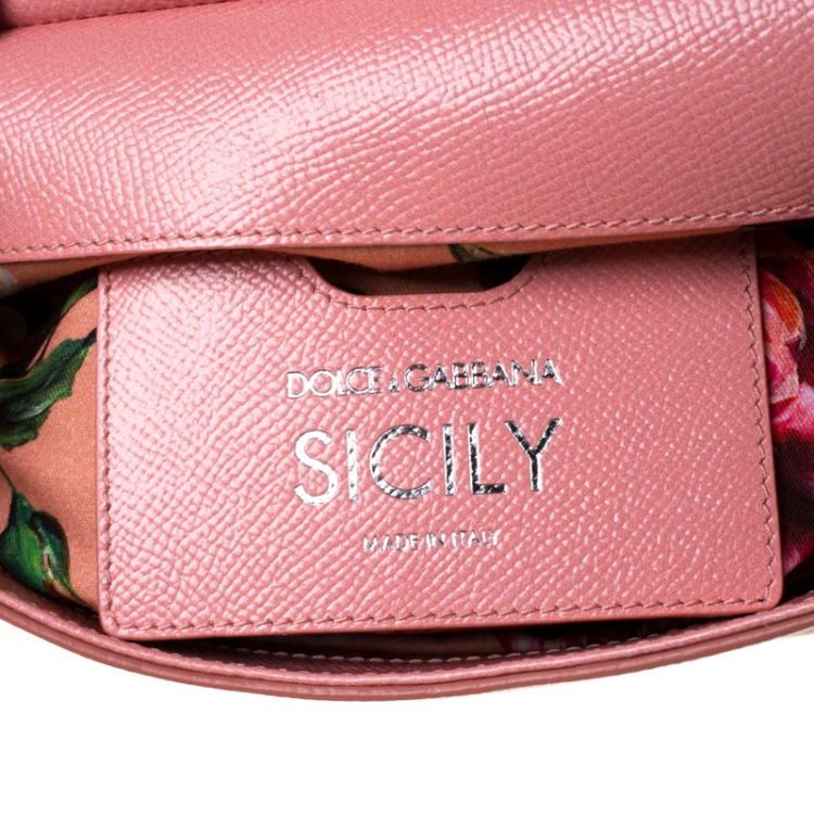 Pre Owned Dolce and Gabbana Multicolor Printed Leather Small Dauphine Sicily Top Handle Bag     