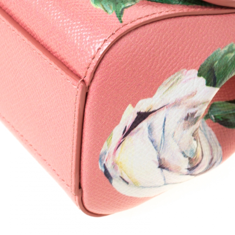 Pre Owned Dolce and Gabbana Multicolor Printed Leather Small Dauphine Sicily Top Handle Bag     