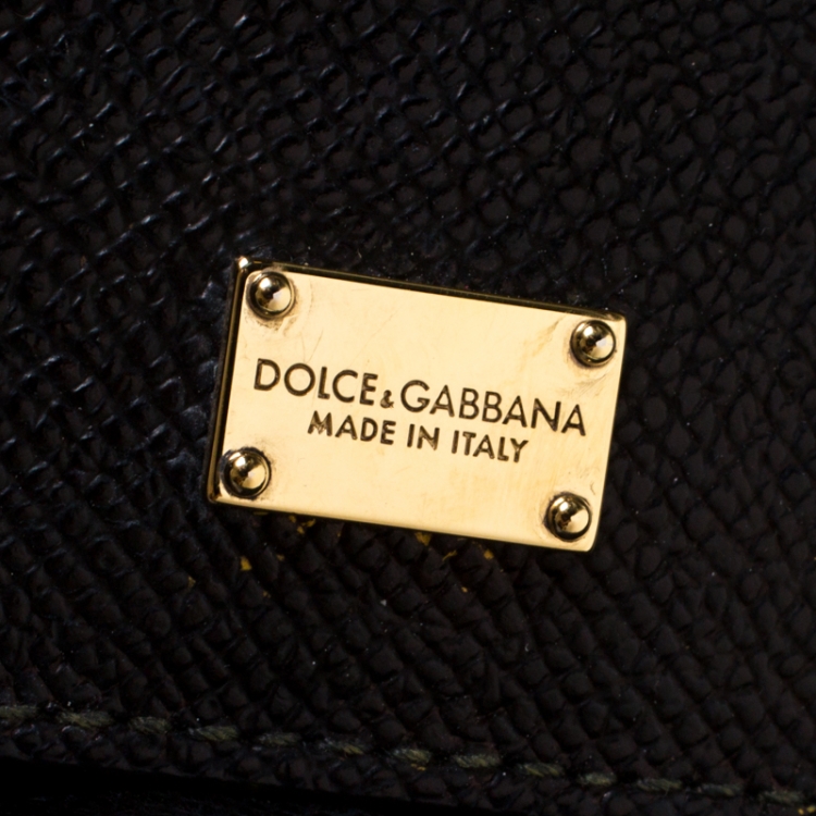 Pre Owned Dolce and Gabbana Black Dauphine Leather Large Miss Sicily Tote