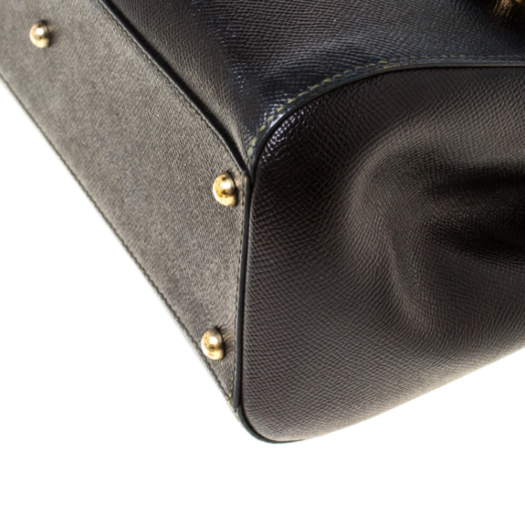 Pre Owned Dolce and Gabbana Black Dauphine Leather Large Miss Sicily Tote