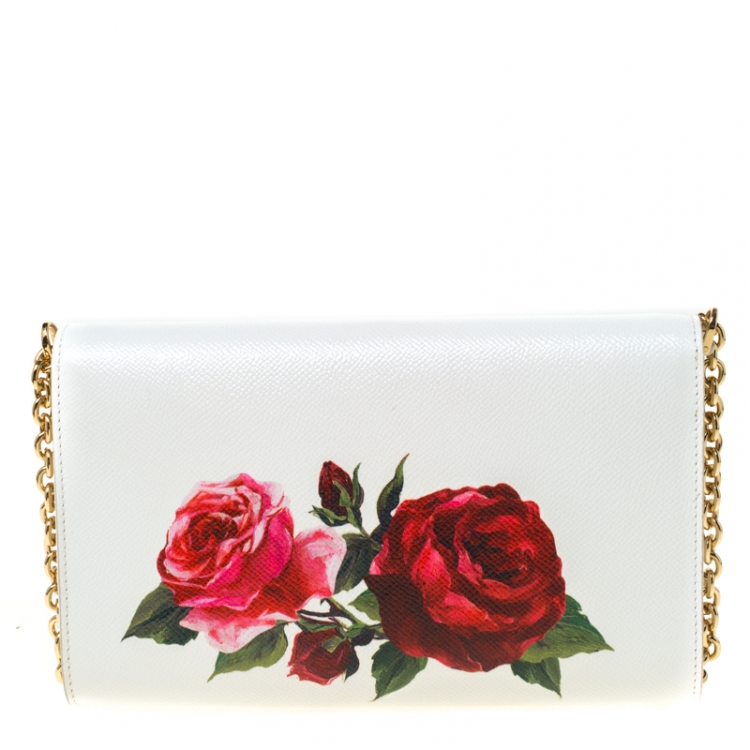 مملوكة مسبقًا Dolce and Gabbana Multicolor Floral Print Leather Padlock Chain Shoulder Bag