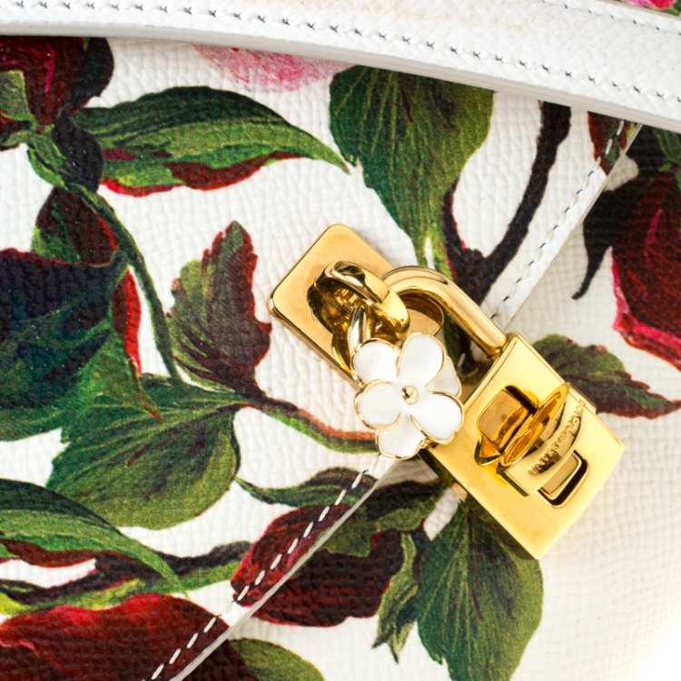 مملوكة مسبقًا Dolce and Gabbana Multicolor Floral Print Leather Padlock Chain Shoulder Bag