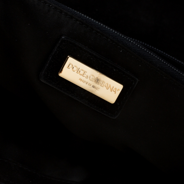 Pre Owned Dolce and Gabbana Black Sequins and Python Miss Kate Shoulder Bag