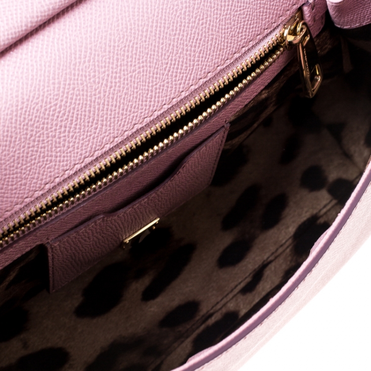 Pre Owned Dolce and Gabbana Pink Leather Medium Miss Sicily Top Handle Bag