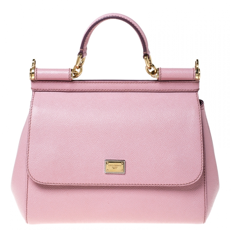 Dolce & Gabbana Metallic Pink Leather Medium Miss Sicily Top Handle Bag  Dolce & Gabbana