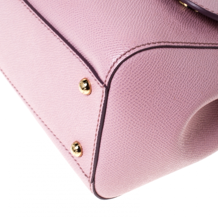 Pre Owned Dolce and Gabbana Pink Leather Medium Miss Sicily Top Handle Bag