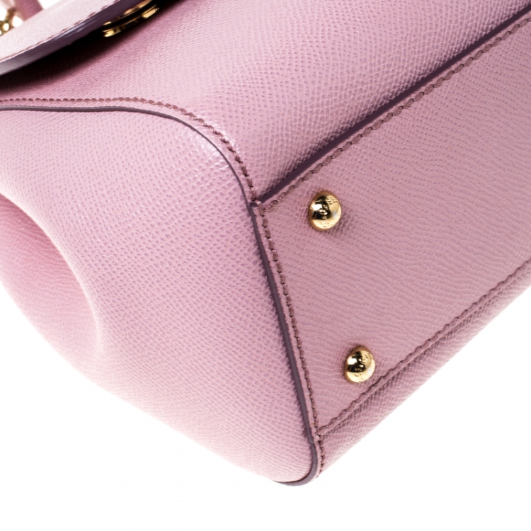 Pre Owned Dolce and Gabbana Pink Leather Medium Miss Sicily Top Handle Bag