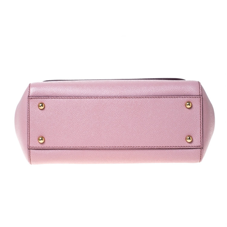 Pre Owned Dolce and Gabbana Pink Leather Medium Miss Sicily Top Handle Bag