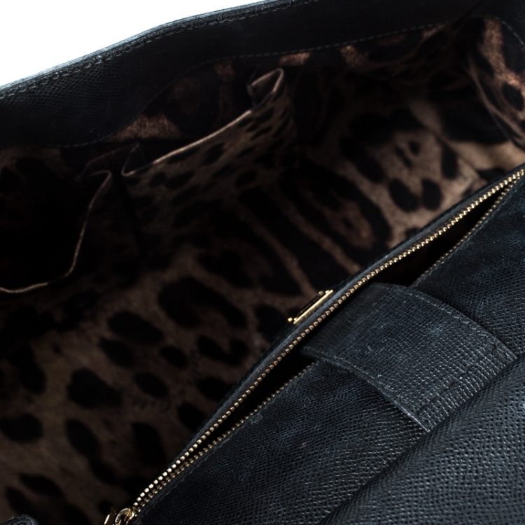 Pre Owned Dolce and Gabbana Black Leather Large Miss Sicily Top Handle Bag