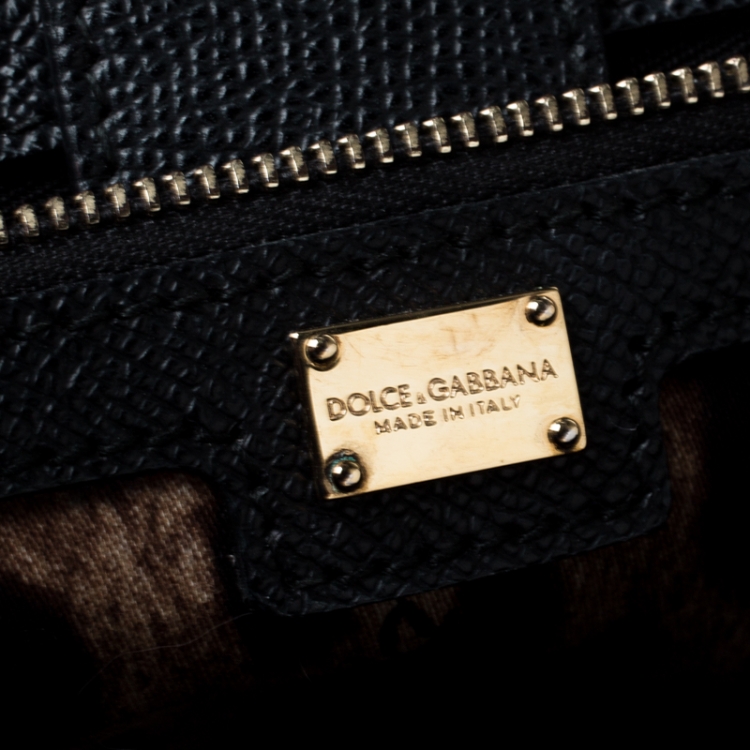 Pre Owned Dolce and Gabbana Black Leather Large Miss Sicily Top Handle Bag