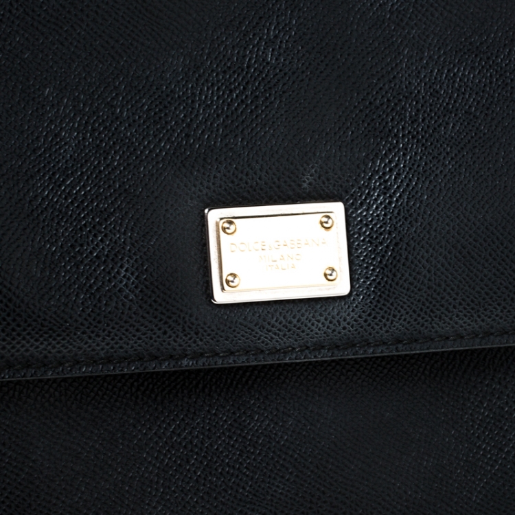 Pre Owned Dolce and Gabbana Black Leather Large Miss Sicily Top Handle Bag