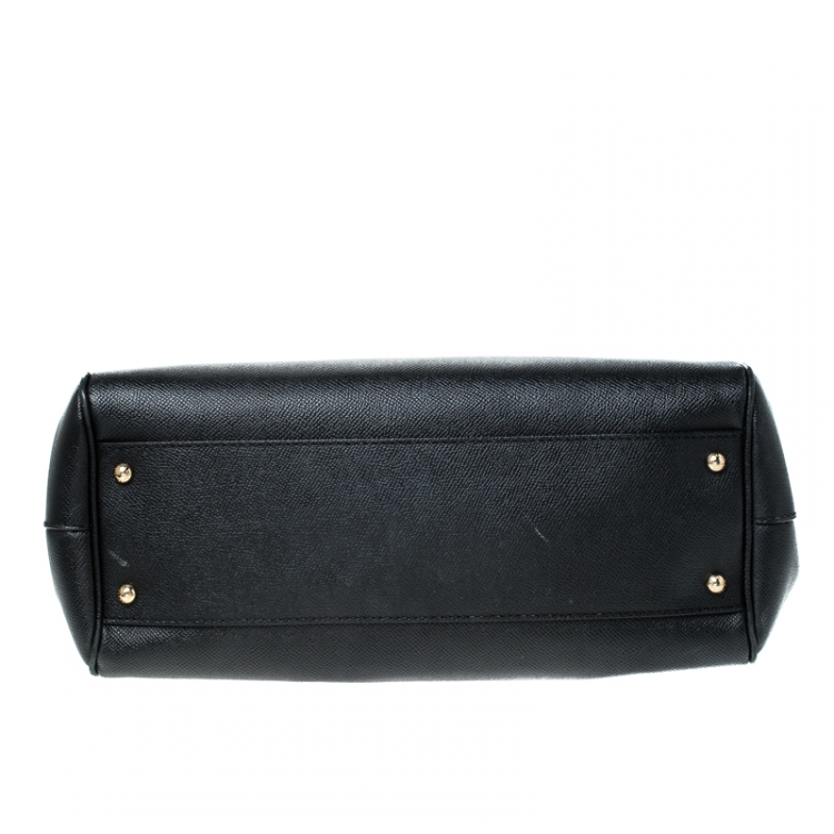 Pre Owned Dolce and Gabbana Black Leather Large Miss Sicily Top Handle Bag