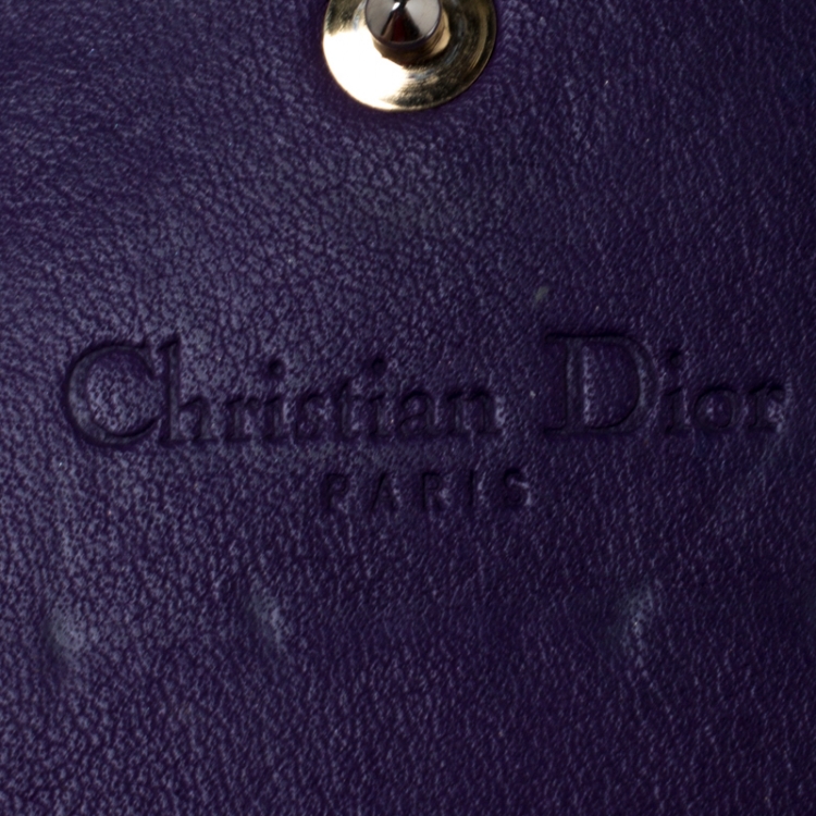 Pre Owned Dior Purple Cannage Patent Leather Lady Dior Wallet on Chain