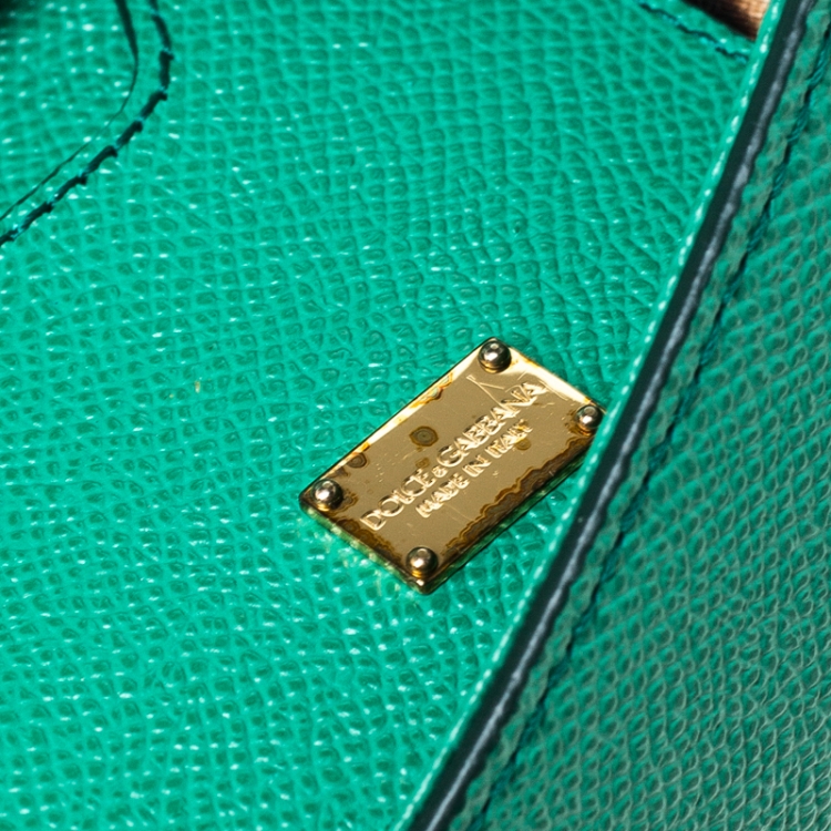 Pre Owned Dolce & Gabbana Green Leather Medium Miss Sicily Top Handle Bag
