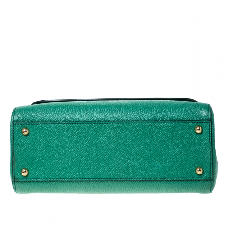 Pre Owned Dolce & Gabbana Green Leather Medium Miss Sicily Top Handle Bag