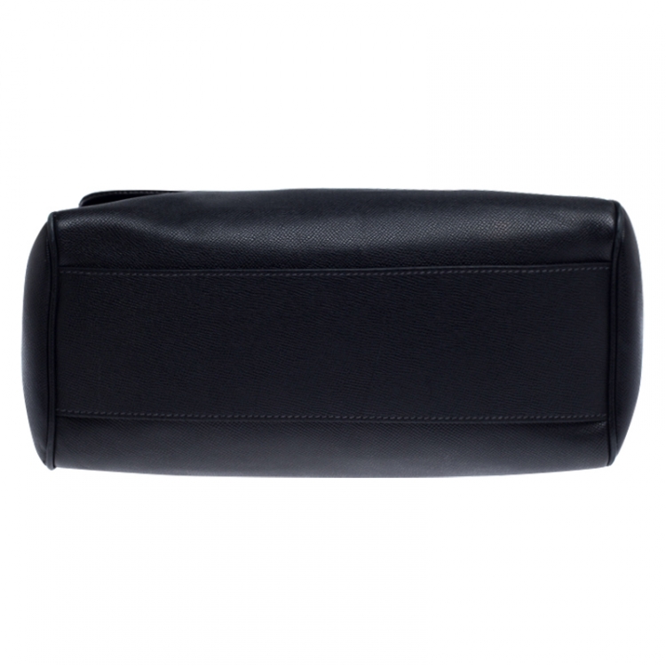مملوكة مسبقًا Dolce and Gabbana Black Dauphine Leather Large Miss Sicily Top Handle Bag